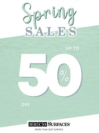 Deco Surfaces Spring Sales Up to 50% Off