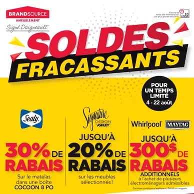 Ameublement BrandSource Signé Daigneault Soldes Fracassants