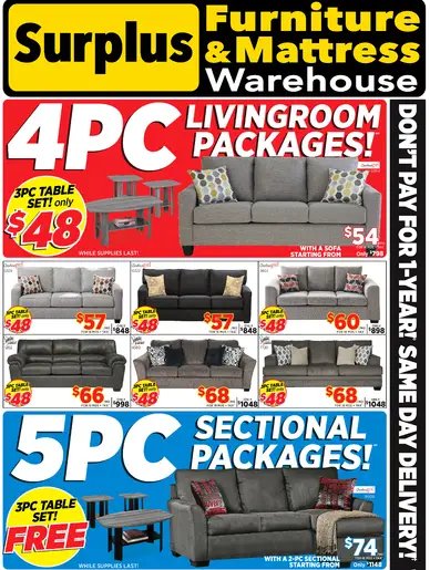 Surplus Furniture and Mattress Warehouse 4 Piece Livingroom Packages