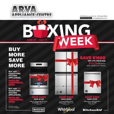 Arva Appliance Centre Boxing Week in July