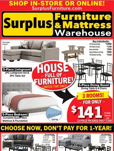 Surplus Furniture and Mattress Warehouse House Full Of Furniture