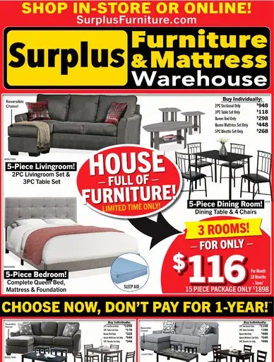 Surplus Furniture and Mattress Warehouse House Full Of Furniture