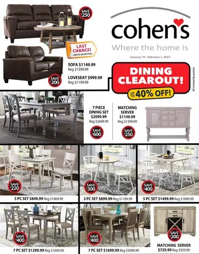 Cohen's Dining Clearout