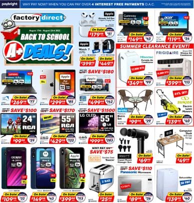 Factory Direct Back To School A+ Deals